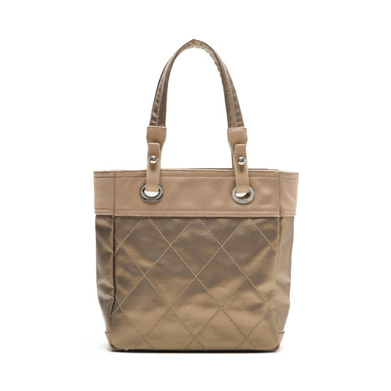CHANEL Shoulder Tote Bag Matelasse Coated Canvas Gold Silver-Tone Hardware Pre-Owned - Vintage La Charme