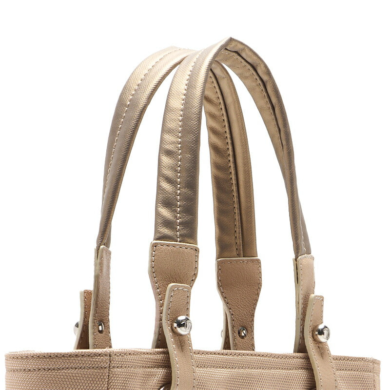 CHANEL Shoulder Tote Bag Matelasse Coated Canvas Gold Silver-Tone Hardware Pre-Owned - Vintage La Charme
