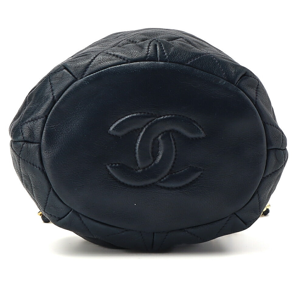 CHANEL Shoulder Bag Matelasse Drawstring Type Chain Shoulder Lambskin Navy Gold-Tone Hardware Pre-Owned - Vintage La Charme