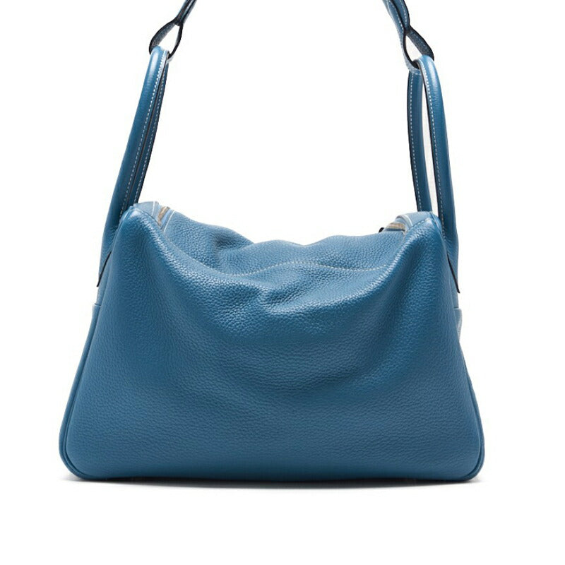 HERMES Lindy 34 Shoulder Bag Tryon Clemence Blue Jean Silver-Tone Hardware Pre-Owned - Vintage La Charme