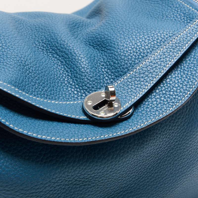 HERMES Lindy 34 Shoulder Bag Tryon Clemence Blue Jean Silver-Tone Hardware Pre-Owned - Vintage La Charme