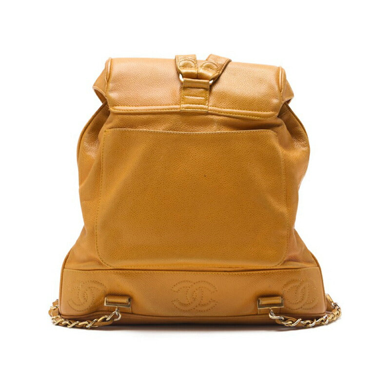 CHANEL Chain Backpack Bag, Triple Coco Turn Lock, Caviar Skin, Orange, Gold-Tone Hardware, Pre-Owned - Vintage La Charme