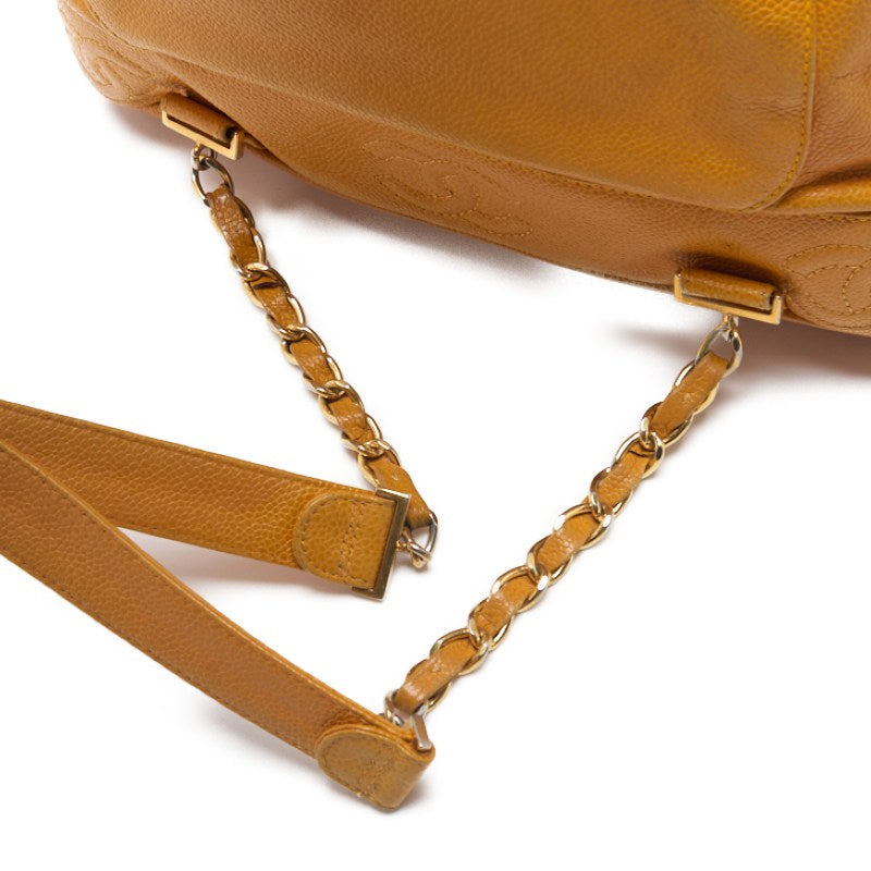 CHANEL Chain Backpack Bag, Triple Coco Turn Lock, Caviar Skin, Orange, Gold-Tone Hardware, Pre-Owned - Vintage La Charme