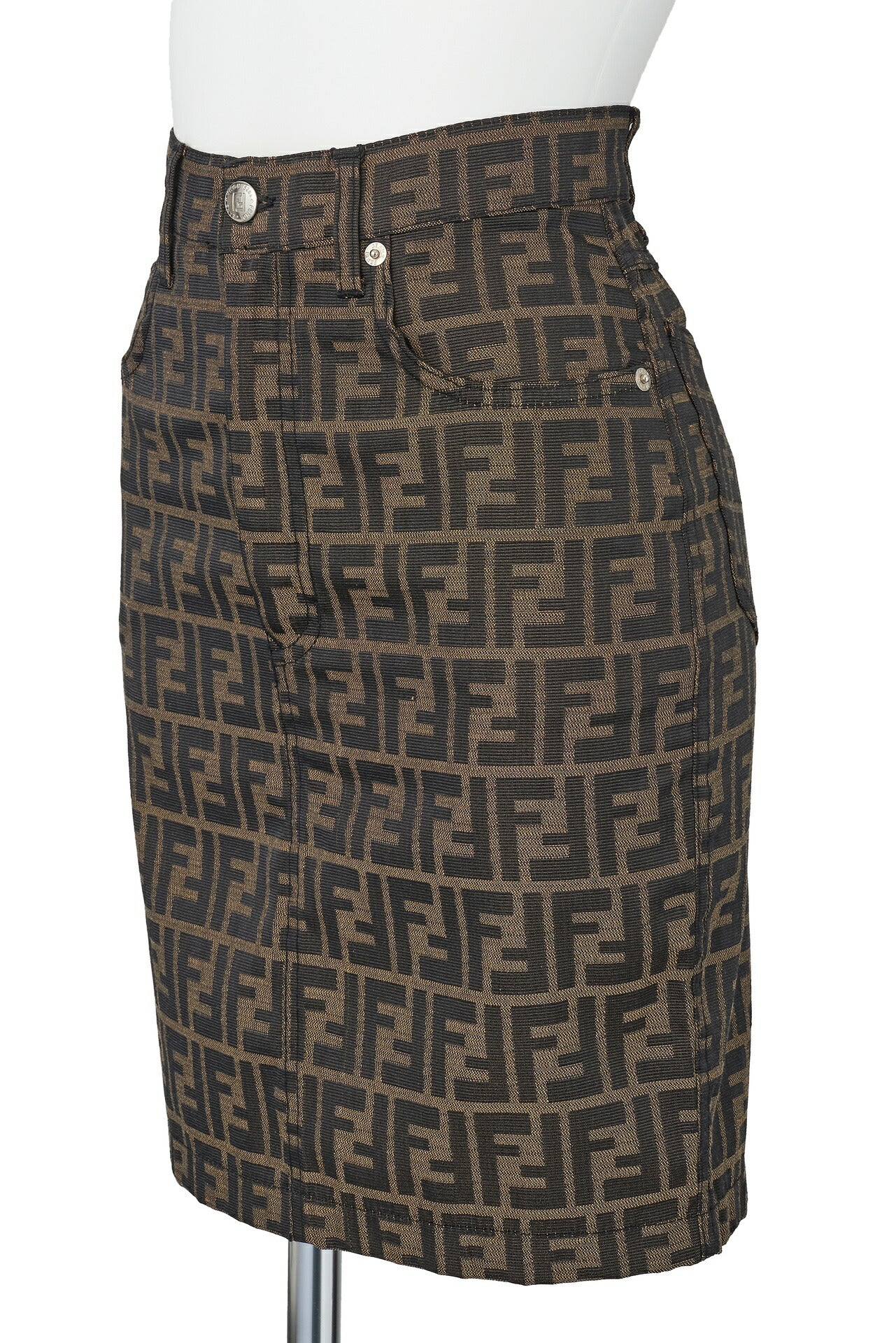 FENDI Skirt Pants, Zucca Pattern, Polyester Cotton Blend, Brown, Pre-Owned - Vintage La Charme