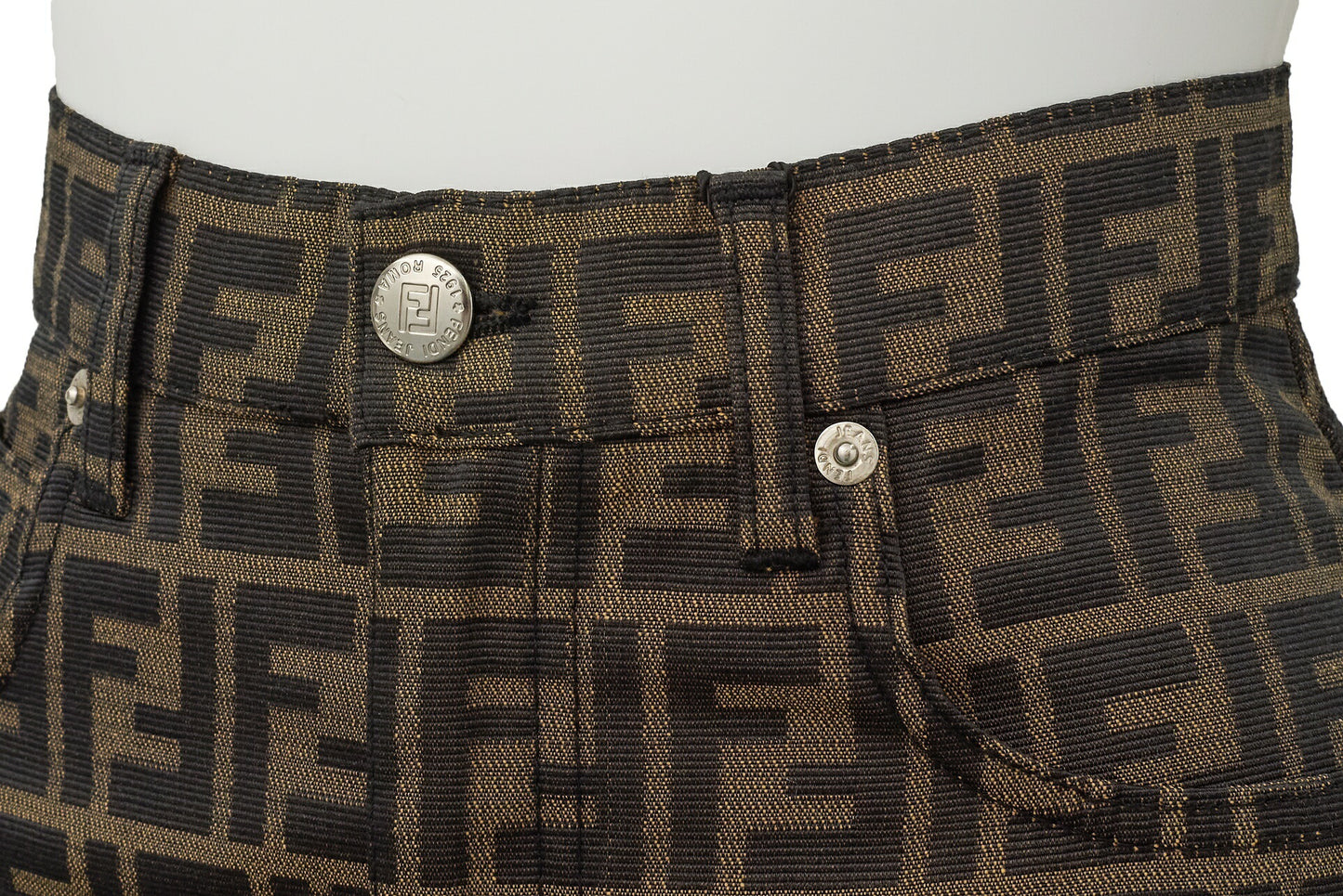FENDI Skirt Pants, Zucca Pattern, Polyester Cotton Blend, Brown, Pre-Owned - Vintage La Charme