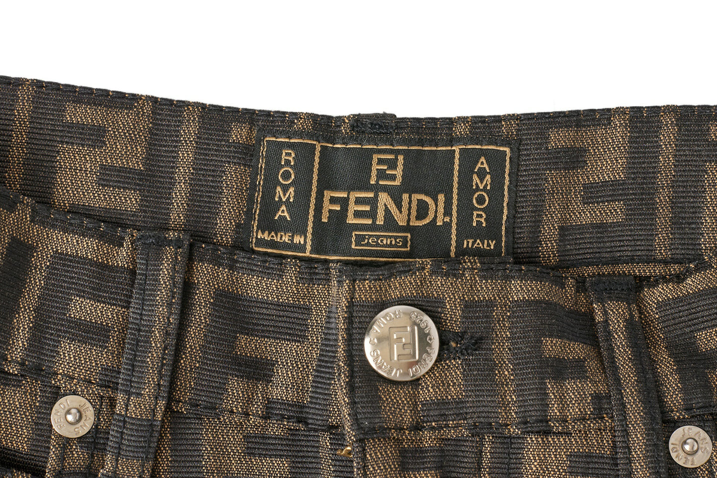 FENDI Skirt Pants, Zucca Pattern, Polyester Cotton Blend, Brown, Pre-Owned - Vintage La Charme