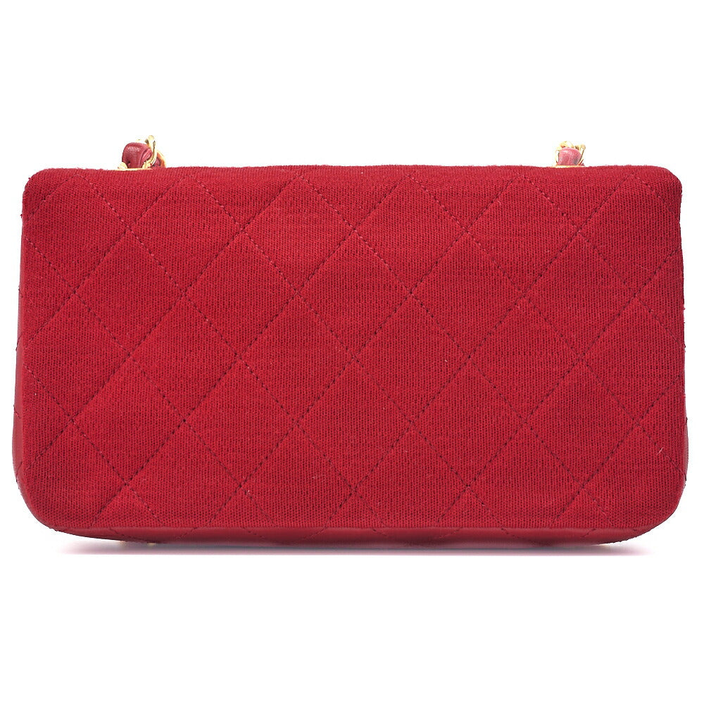 CHANEL Mini Shoulder Bag, Matelasse Full Flap, Chain Shoulder, Cotton, Red, Gold-Tone Hardware, Pre-Owned - Vintage La Charme