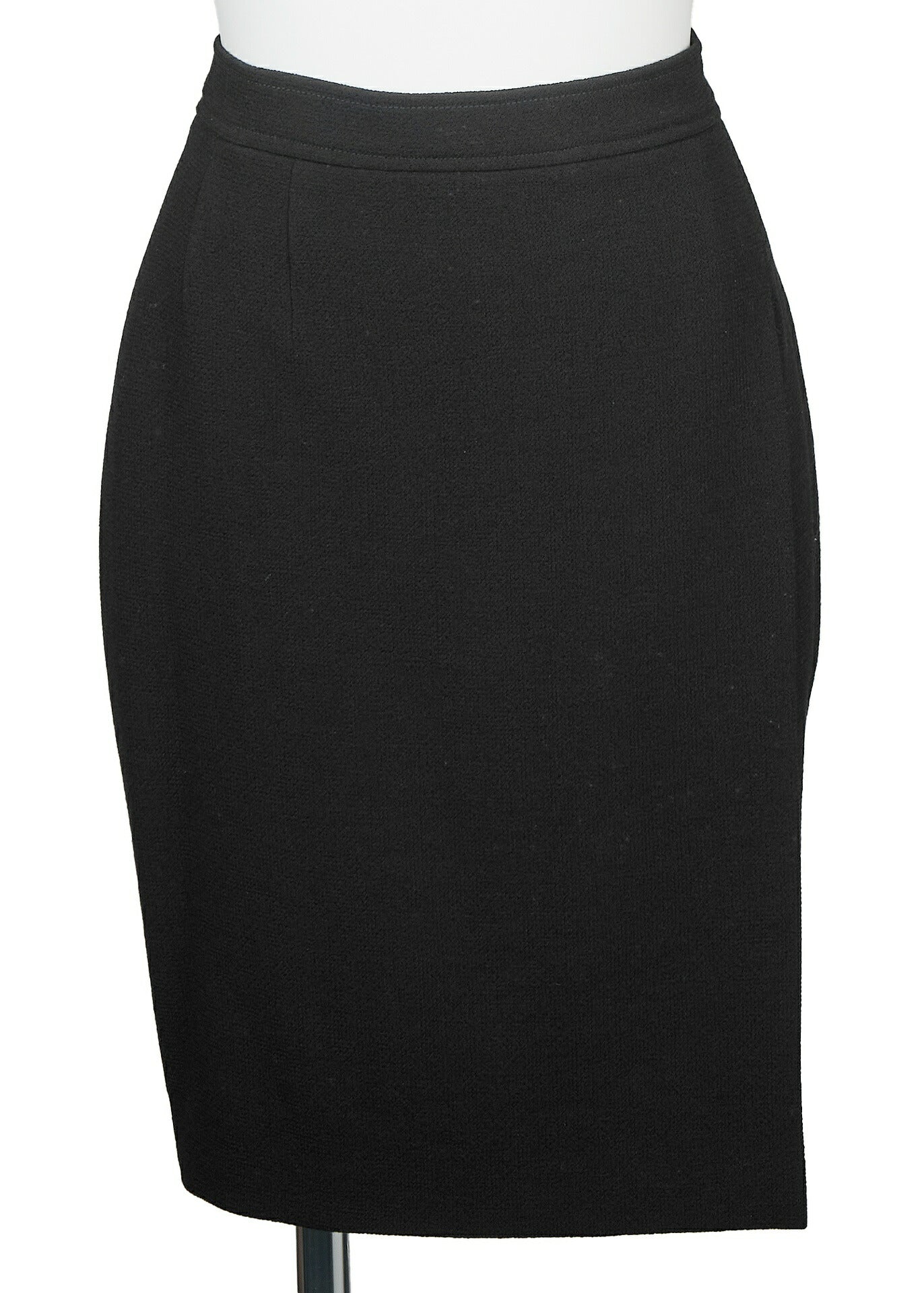CHANEL Jacket Skirt Set Up, No Collar, Wool Blend, Black, Silver-Tone Hardware, Pre-Owned - Vintage La Charme