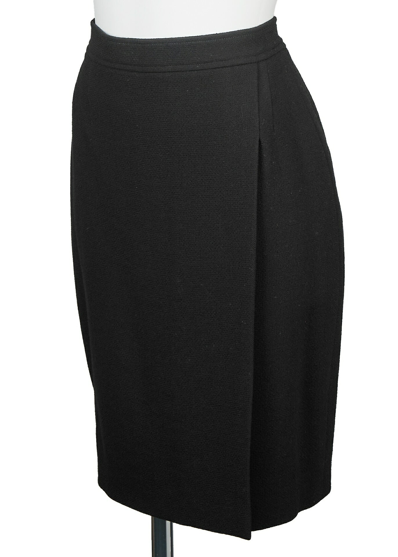 CHANEL Jacket Skirt Set Up, No Collar, Wool Blend, Black, Silver-Tone Hardware, Pre-Owned - Vintage La Charme