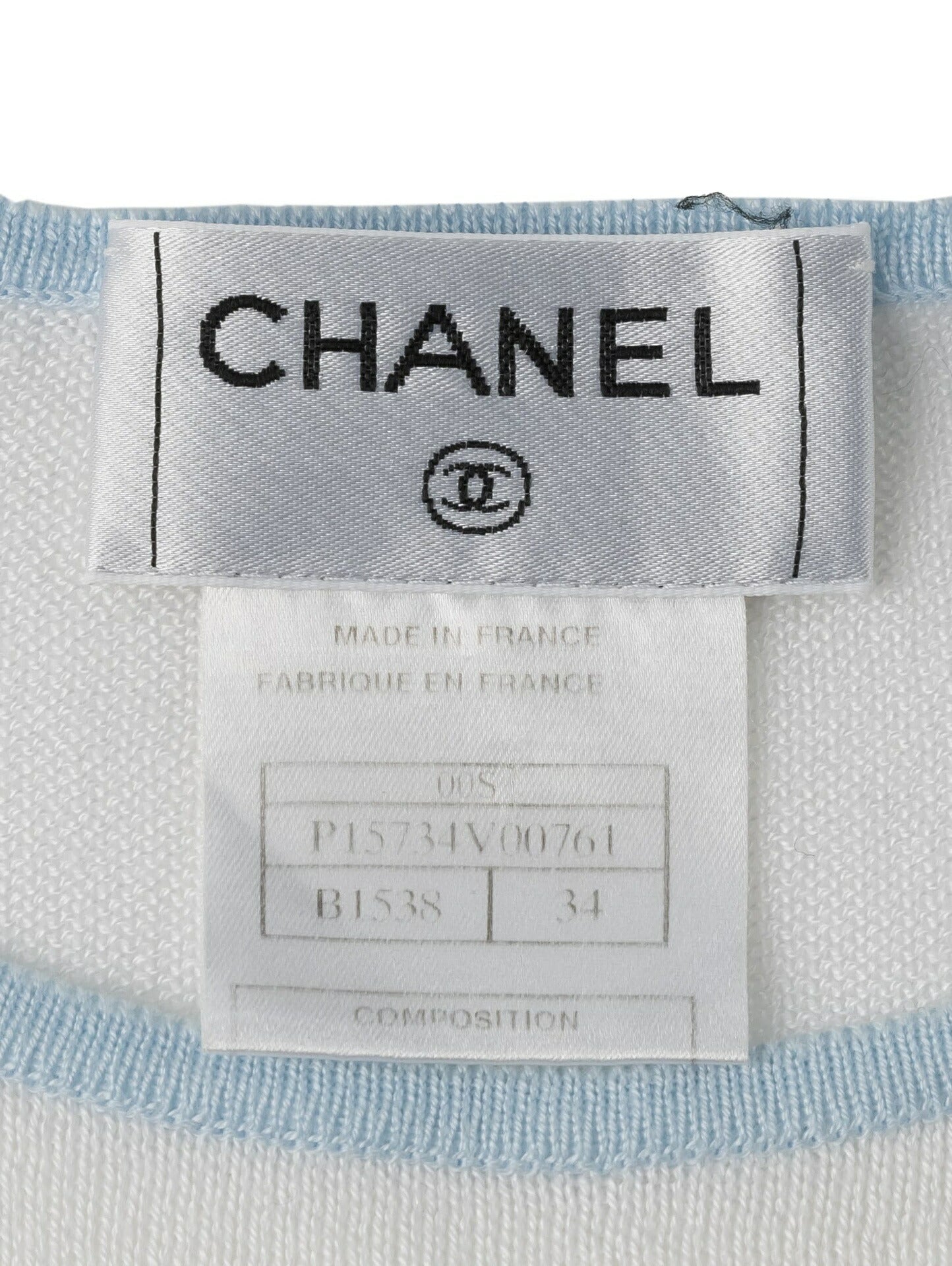 CHANEL Sleeveless T-Shirt, Cut-and-Sew, Cotton, White, Silver-Tone Hardware, Pre-Owned - Vintage La Charme