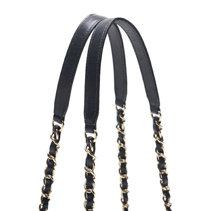 CHANEL Shoulder Bag, V-Stitch Deca Coco, Double Chain, Lambskin, Black, Gold-Tone Hardware, Pre-Owned - Vintage La Charme