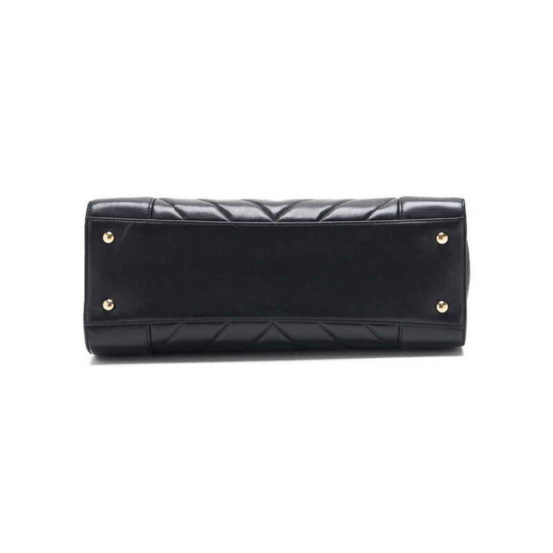 CHANEL Shoulder Bag, V-Stitch Deca Coco, Double Chain, Lambskin, Black, Gold-Tone Hardware, Pre-Owned - Vintage La Charme