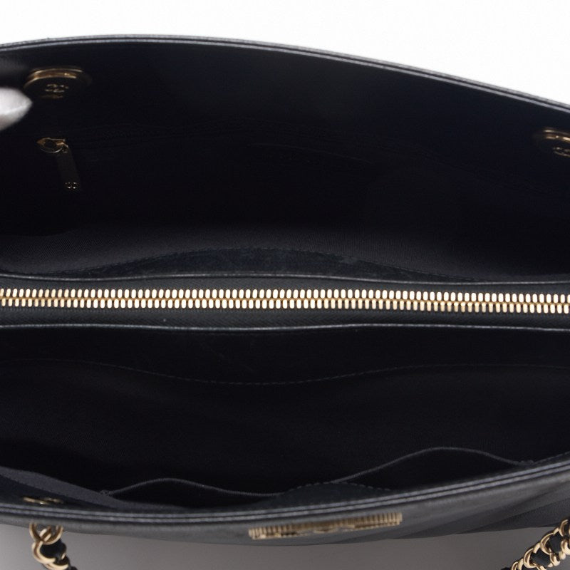 CHANEL Shoulder Bag, V-Stitch Deca Coco, Double Chain, Lambskin, Black, Gold-Tone Hardware, Pre-Owned - Vintage La Charme