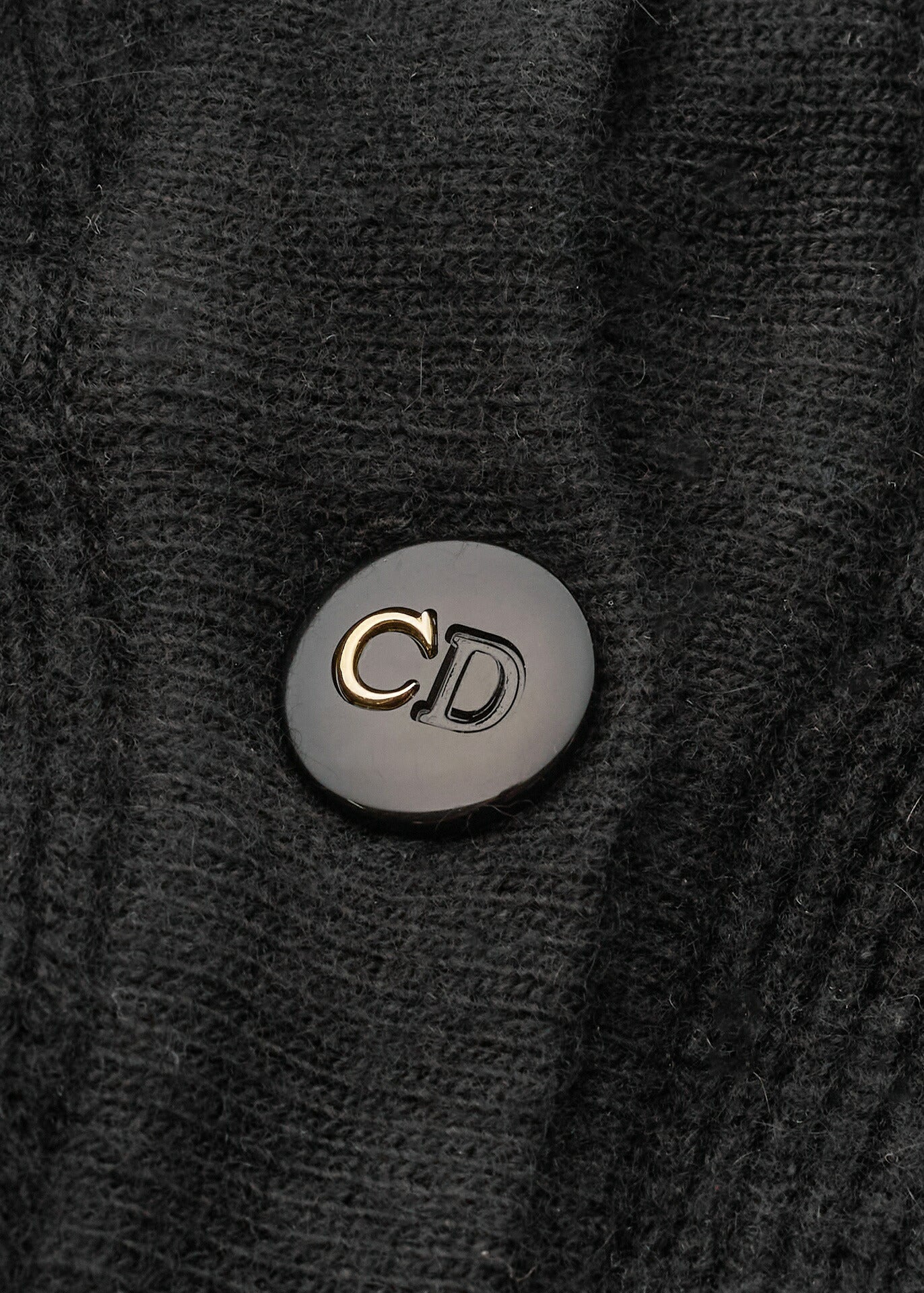 Dior Hooded Cardigan, Gilogo Button, Knit, Wool, Black, Silver-Tone Hardware, Pre-Owned - Vintage La Charme