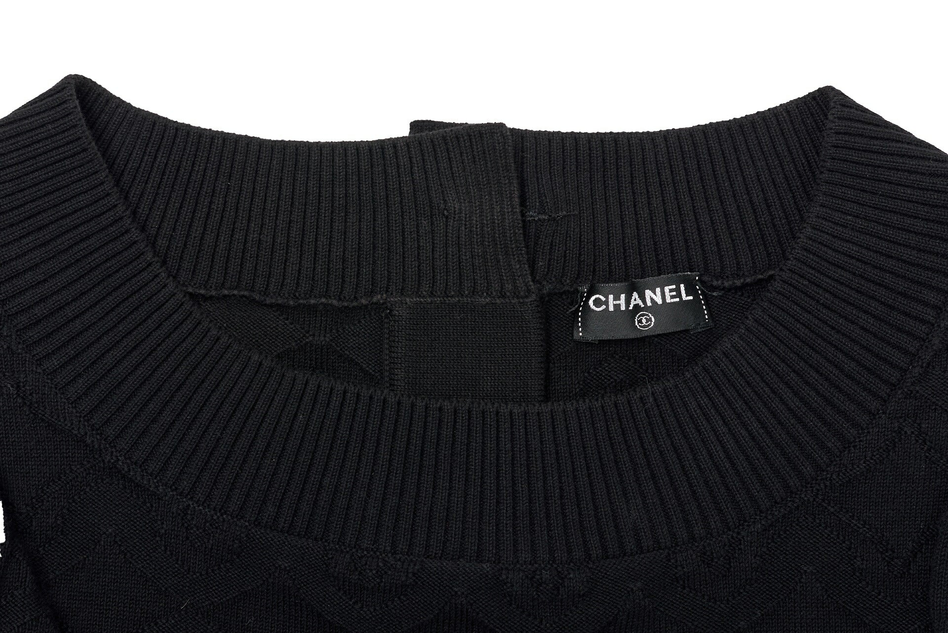 CHANEL Cardigan Knit Top, Coco Button Design, Cotton, Black, Gold-Tone Hardware, Pre-Owned - Vintage La Charme