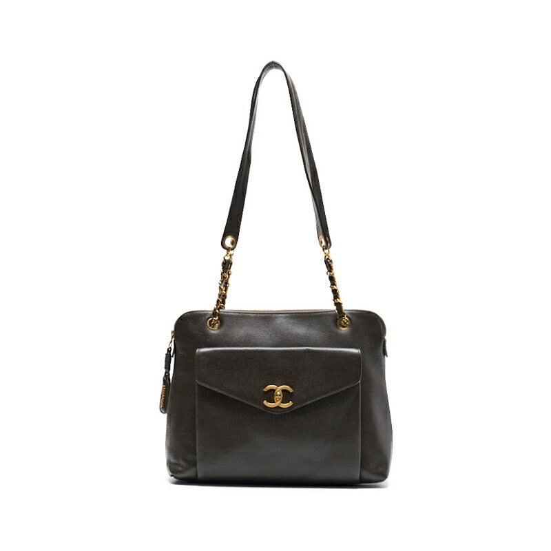 CHANEL Shoulder Bag, Outside Flap, Double Chain, Caviar Skin, Khaki, Gold-Tone Hardware, Pre-Owned - Vintage La Charme
