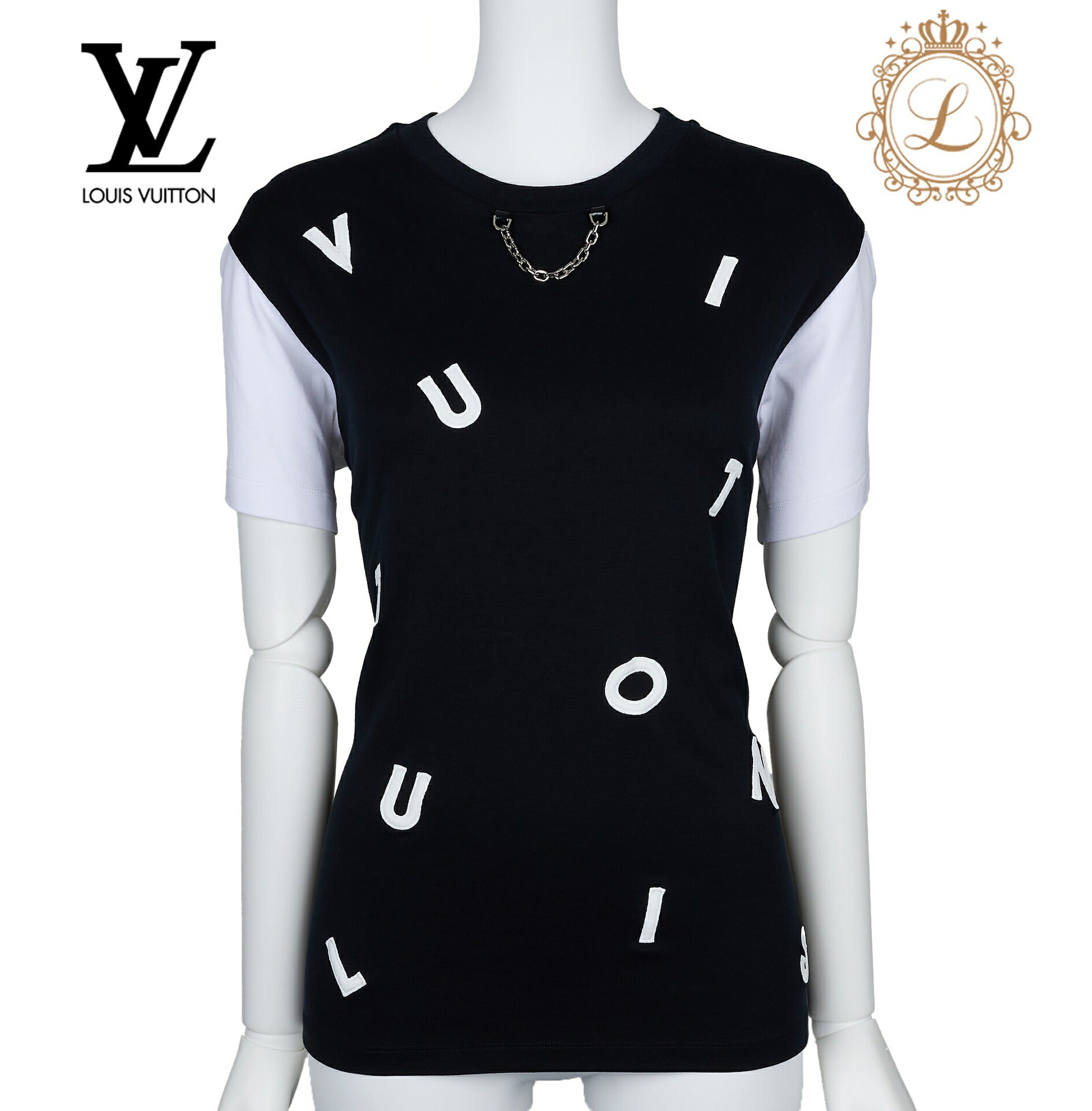 Louis Vuitton T-Shirt Cut-and-Sew Top, Monogram, Cotton, Black, Silver-Tone Hardware, Pre-Owned - Vintage La Charme