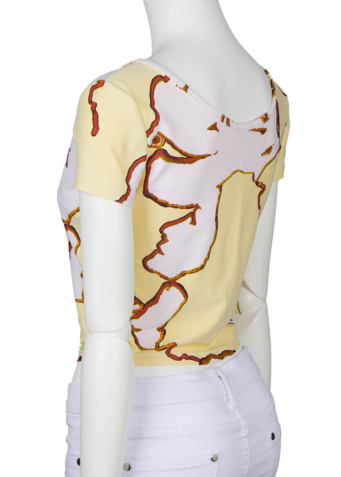 CHANEL T-Shirt, Coco Mark Total Pattern, Short Sleeve, Cotton, Yellow, Gold-Tone Hardware, Pre-Owned - Vintage La Charme