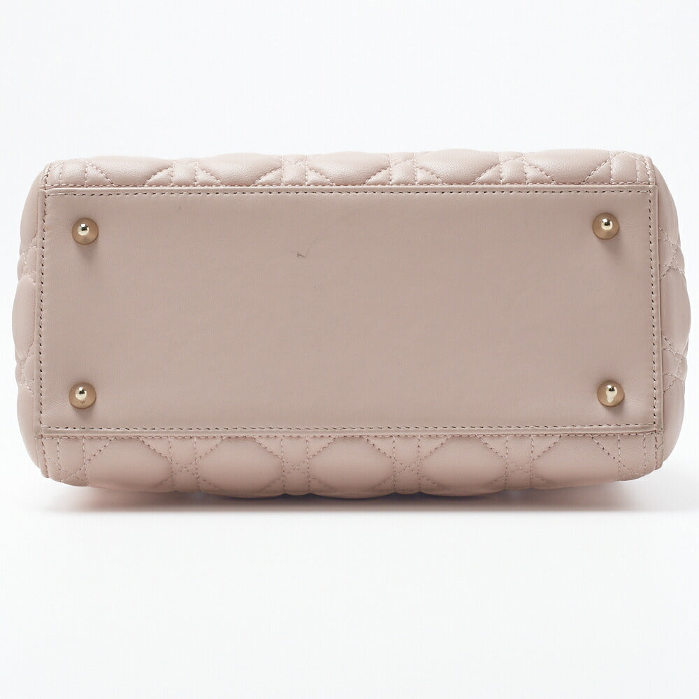 Dior Lady Dior Cannage 2WAY Handbag Lambskin Light Pink Gold-Tone Hardware Pre-Owned - Vintage La Charme