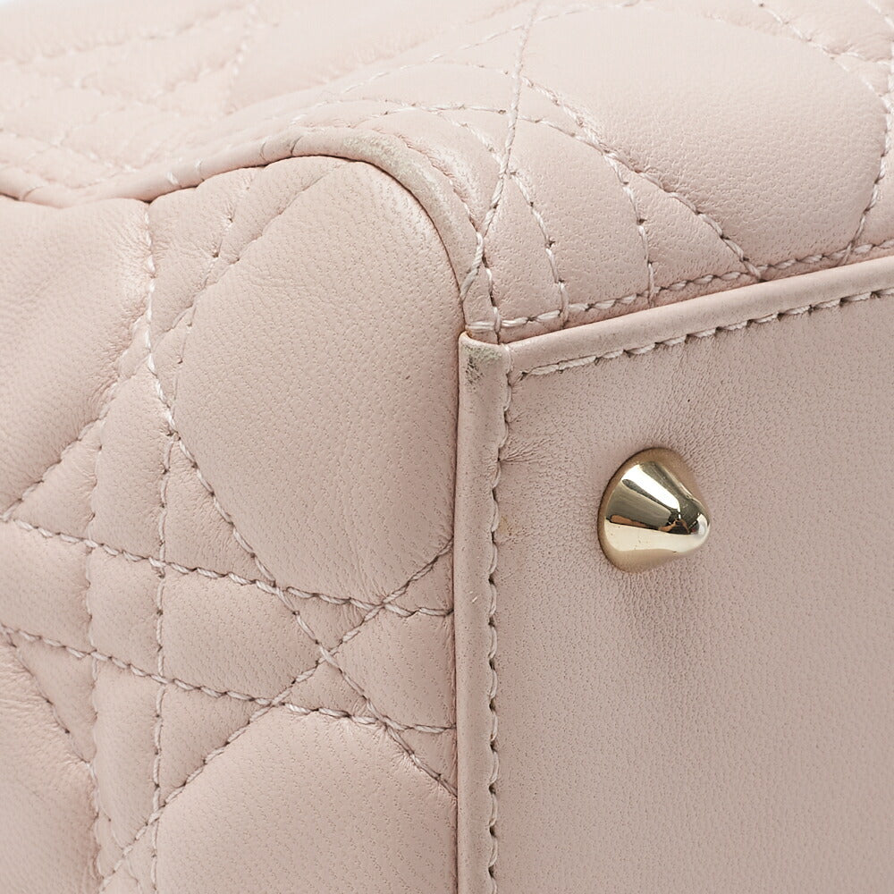 Dior Lady Dior Cannage 2WAY Handbag Lambskin Light Pink Gold-Tone Hardware Pre-Owned - Vintage La Charme