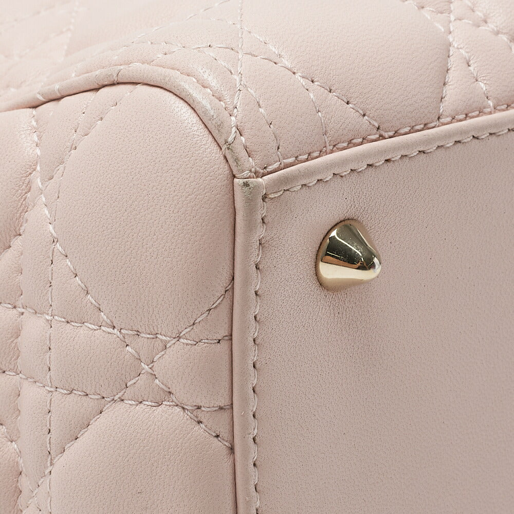 Dior Lady Dior Cannage 2WAY Handbag Lambskin Light Pink Gold-Tone Hardware Pre-Owned - Vintage La Charme