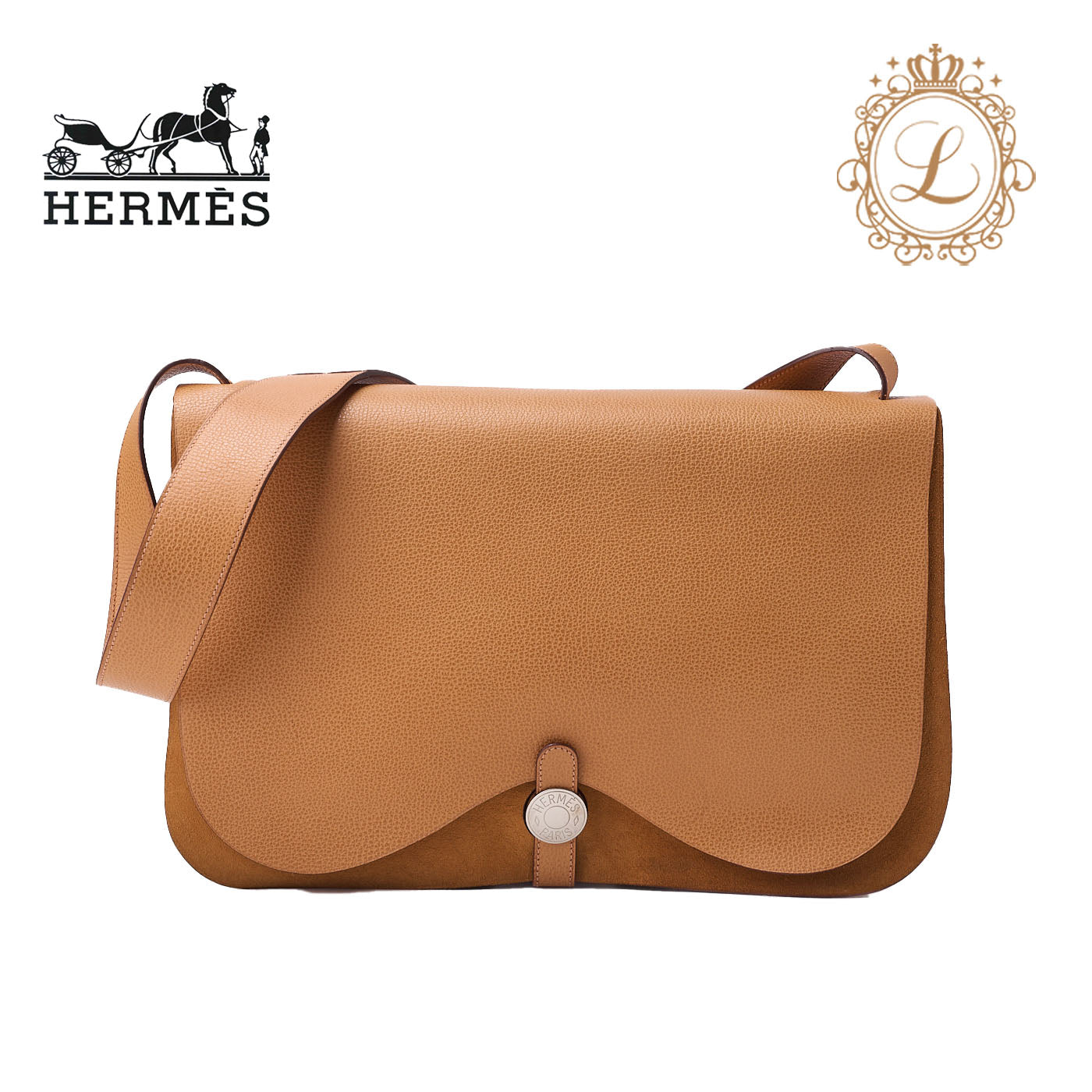 HERMES Sack Colorado GM Shoulder Bag Canvas Natural Ivory Silver-Tone Hardware Pre-Owned - Vintage La Charme