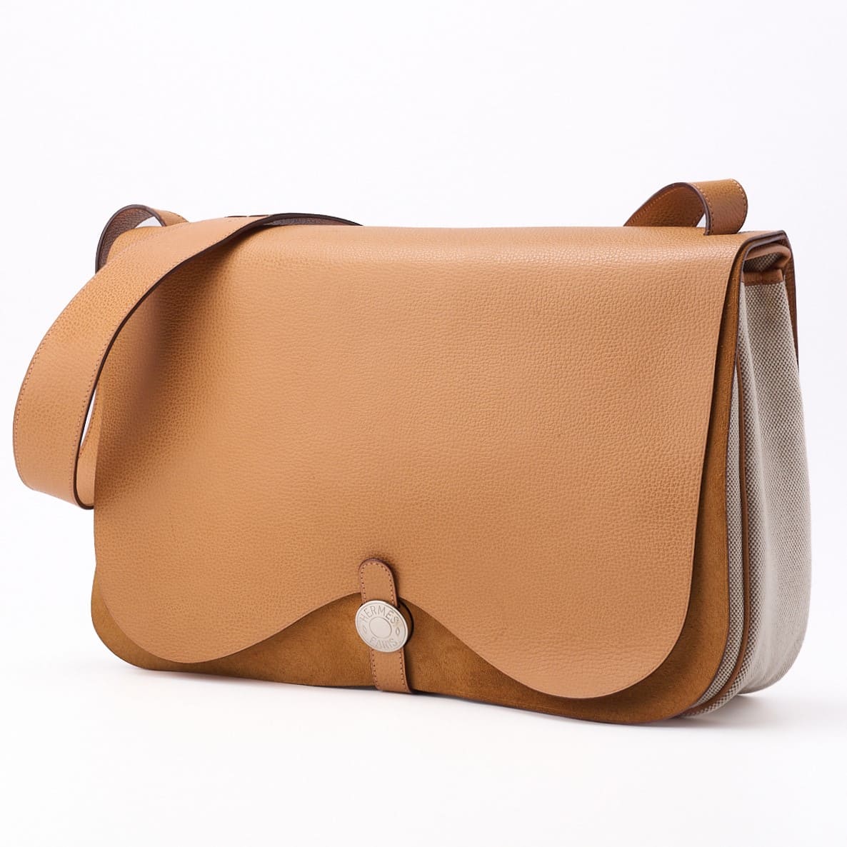 HERMES Sack Colorado GM Shoulder Bag Canvas Natural Ivory Silver-Tone Hardware Pre-Owned - Vintage La Charme