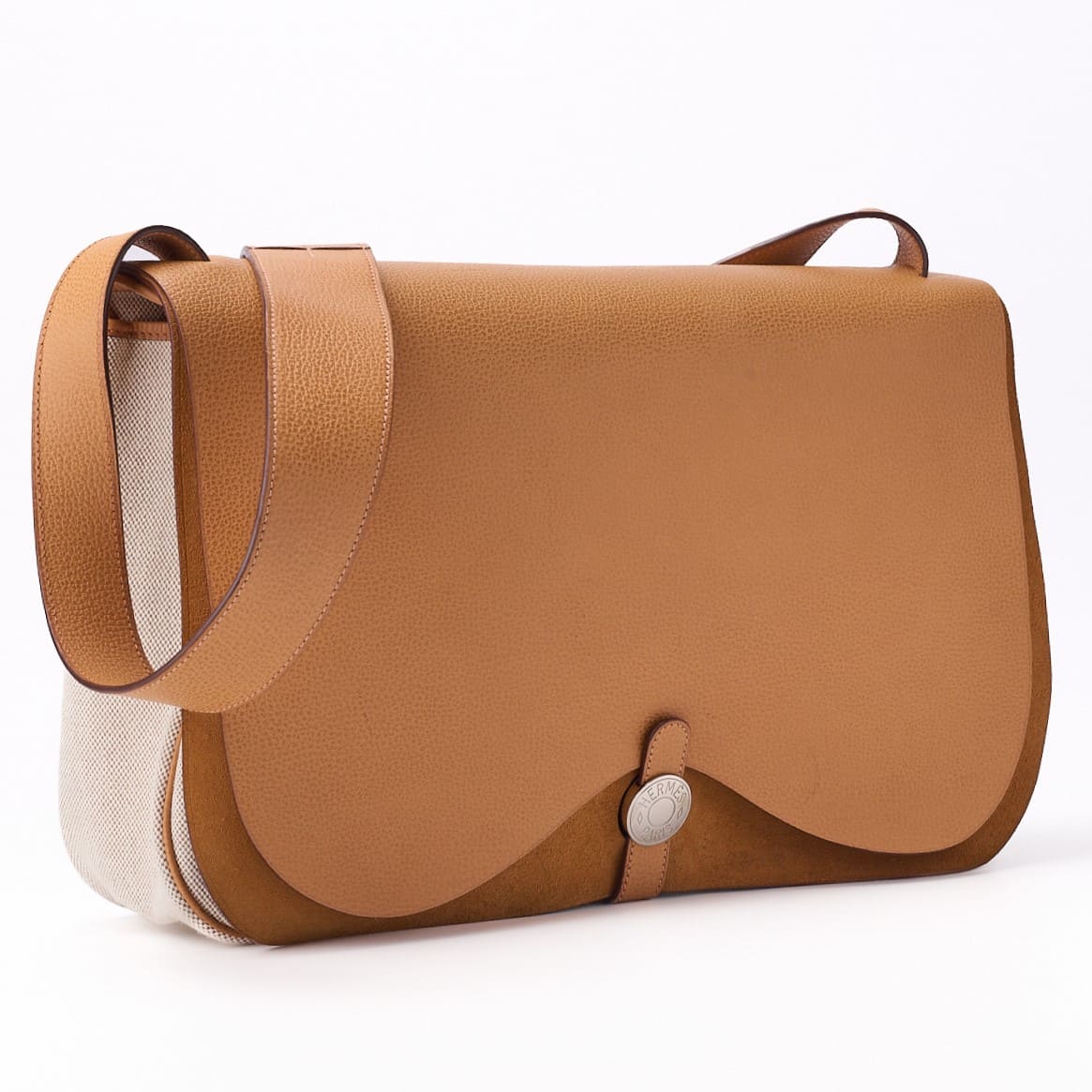 HERMES Sack Colorado GM Shoulder Bag Canvas Natural Ivory Silver-Tone Hardware Pre-Owned - Vintage La Charme