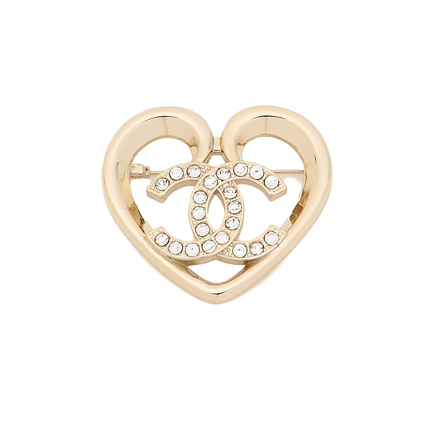 CHANEL Brooch Coco Mark Rhinestone Gold Plated Gold Brooch Gold-Tone Hardware Pre-Owned - Vintage La Charme