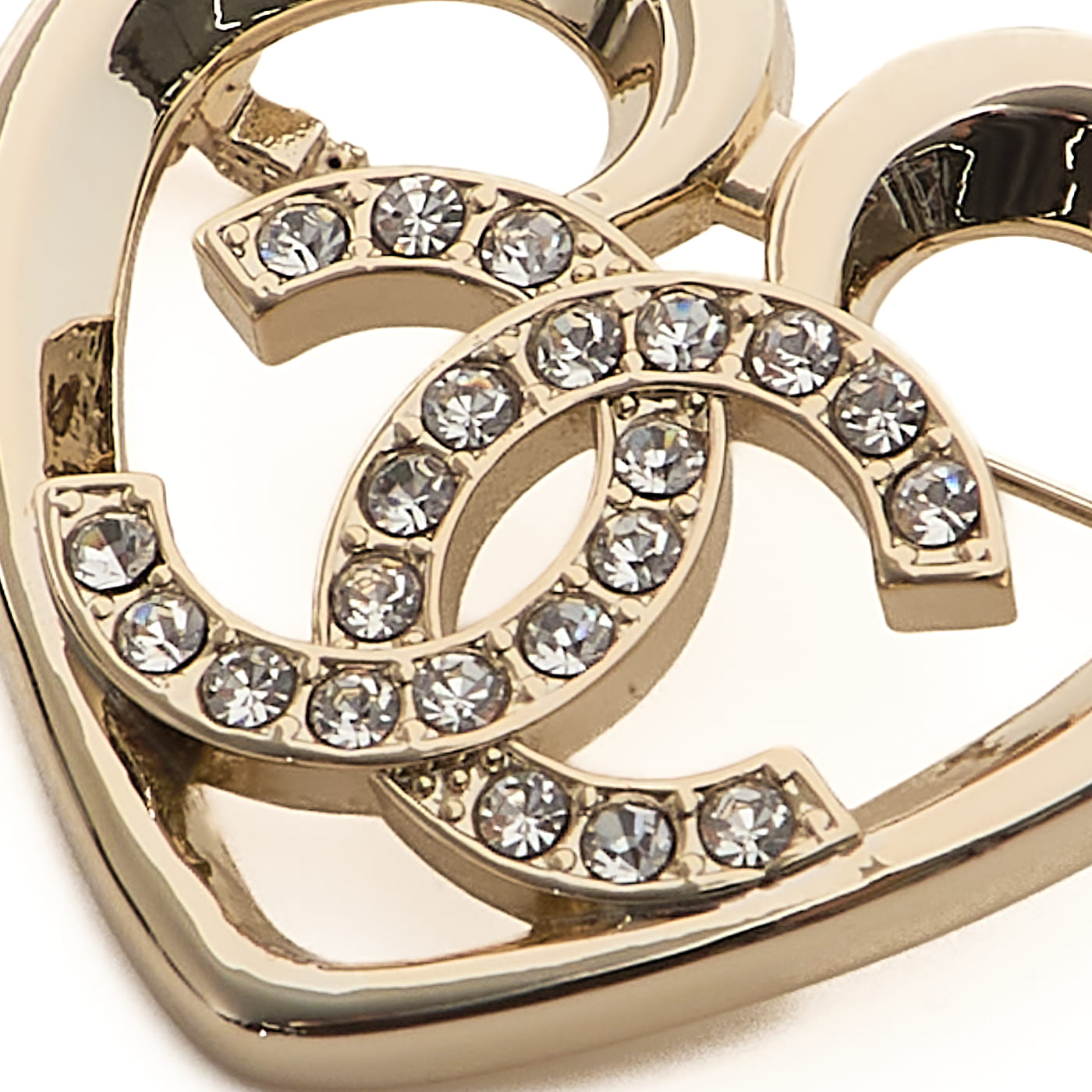 CHANEL Brooch Coco Mark Rhinestone Gold Plated Gold Brooch Gold-Tone Hardware Pre-Owned - Vintage La Charme