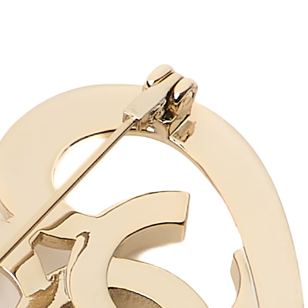 CHANEL Brooch Coco Mark Rhinestone Gold Plated Gold Brooch Gold-Tone Hardware Pre-Owned - Vintage La Charme