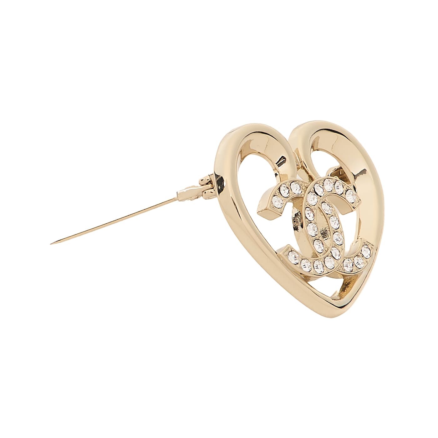 CHANEL Brooch Coco Mark Rhinestone Gold Plated Gold Brooch Gold-Tone Hardware Pre-Owned - Vintage La Charme
