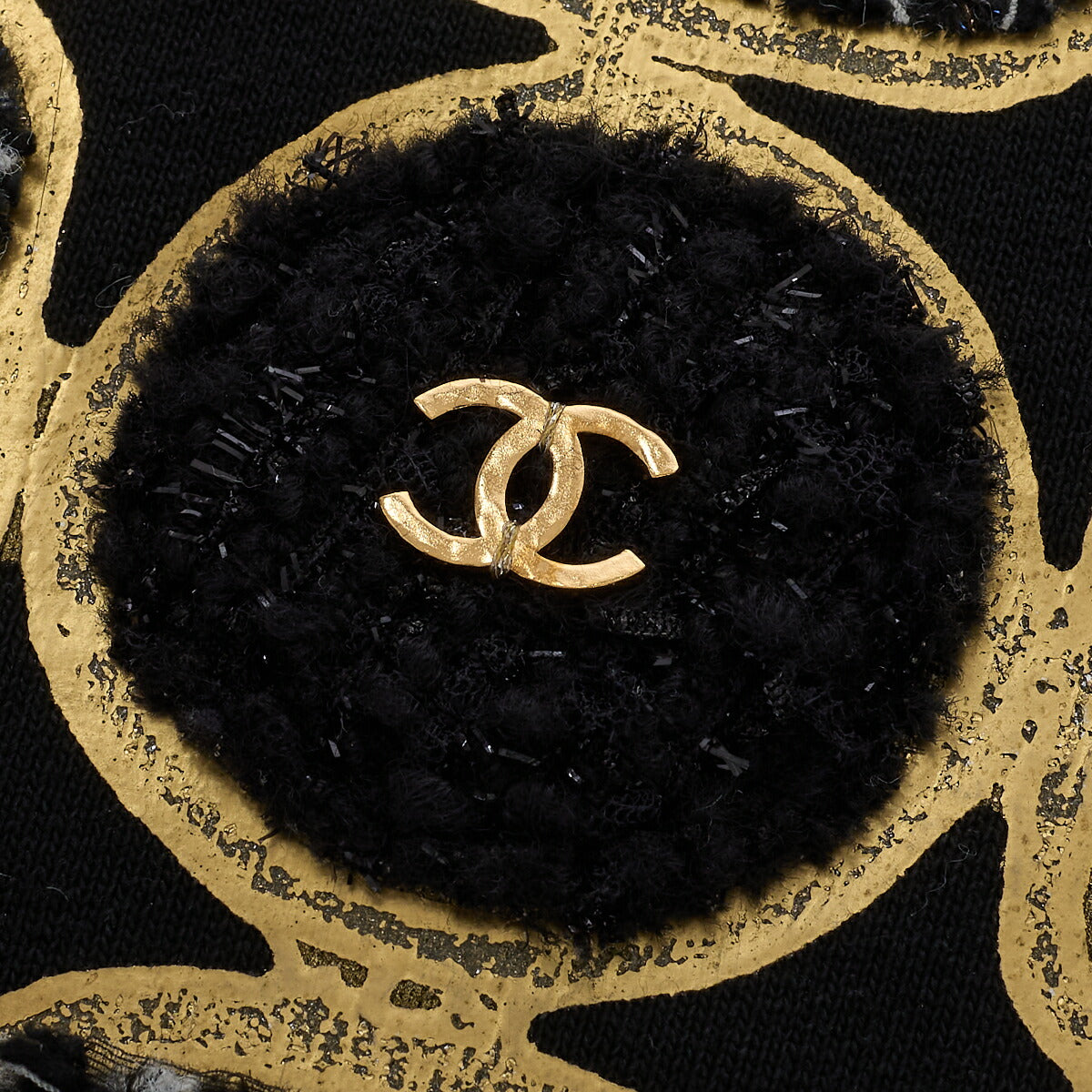 CHANEL Cropped Sweatshirt, Coco Mark, Tweed, Cotton, Black, Pre-Owned - Vintage La Charme