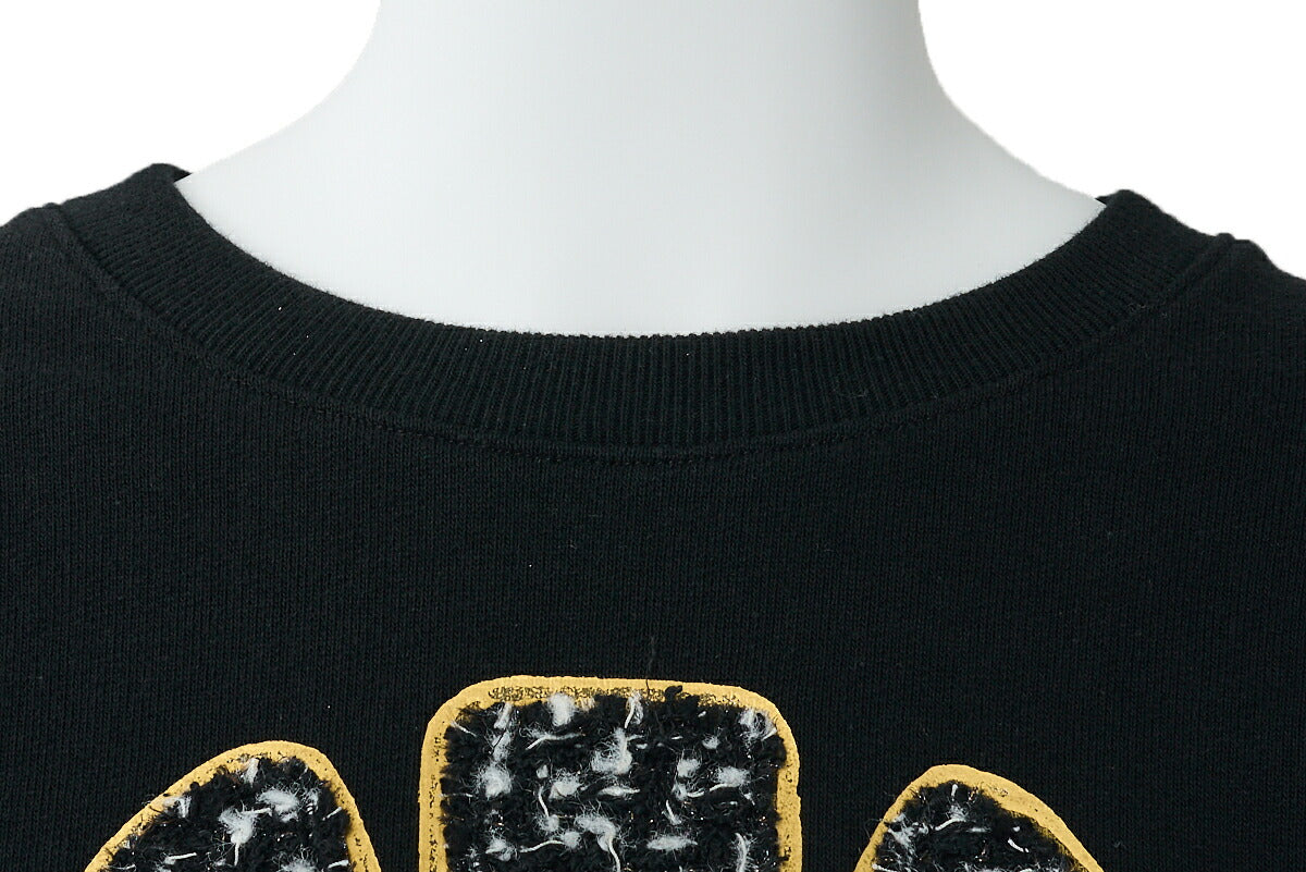 CHANEL Cropped Sweatshirt, Coco Mark, Tweed, Cotton, Black, Pre-Owned - Vintage La Charme