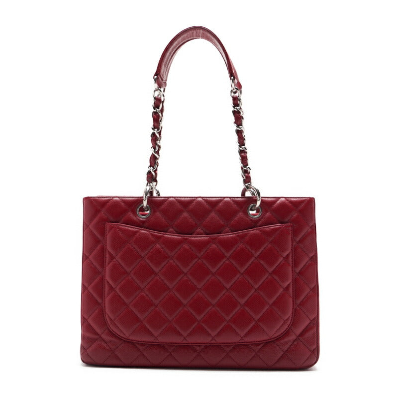 CHANEL Shoulder Bag, Matelasse, Coco Mark, Caviar Skin, Red, Silver-Tone Hardware, Pre-Owned - Vintage La Charme