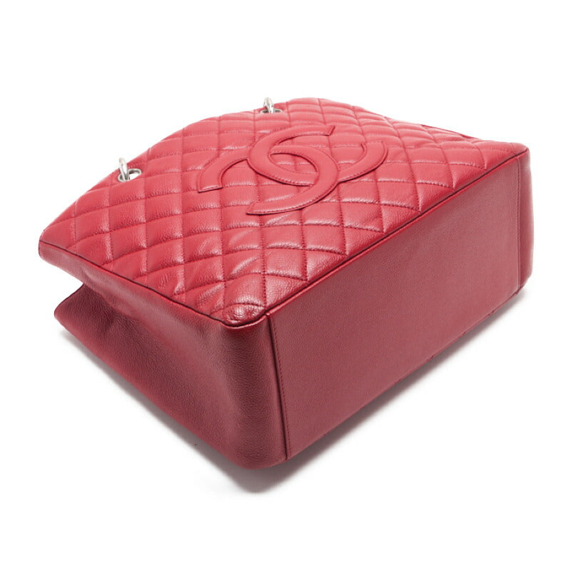 CHANEL Shoulder Bag, Matelasse, Coco Mark, Caviar Skin, Red, Silver-Tone Hardware, Pre-Owned - Vintage La Charme