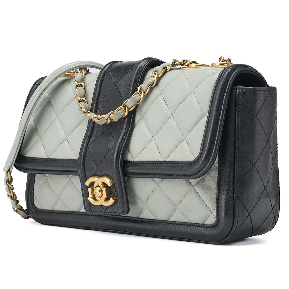 CHANEL Shoulder Bag, Matelasse Design, Chain Shoulder, Lambskin, Black, Gold-Tone Hardware, Pre-Owned - Vintage La Charme