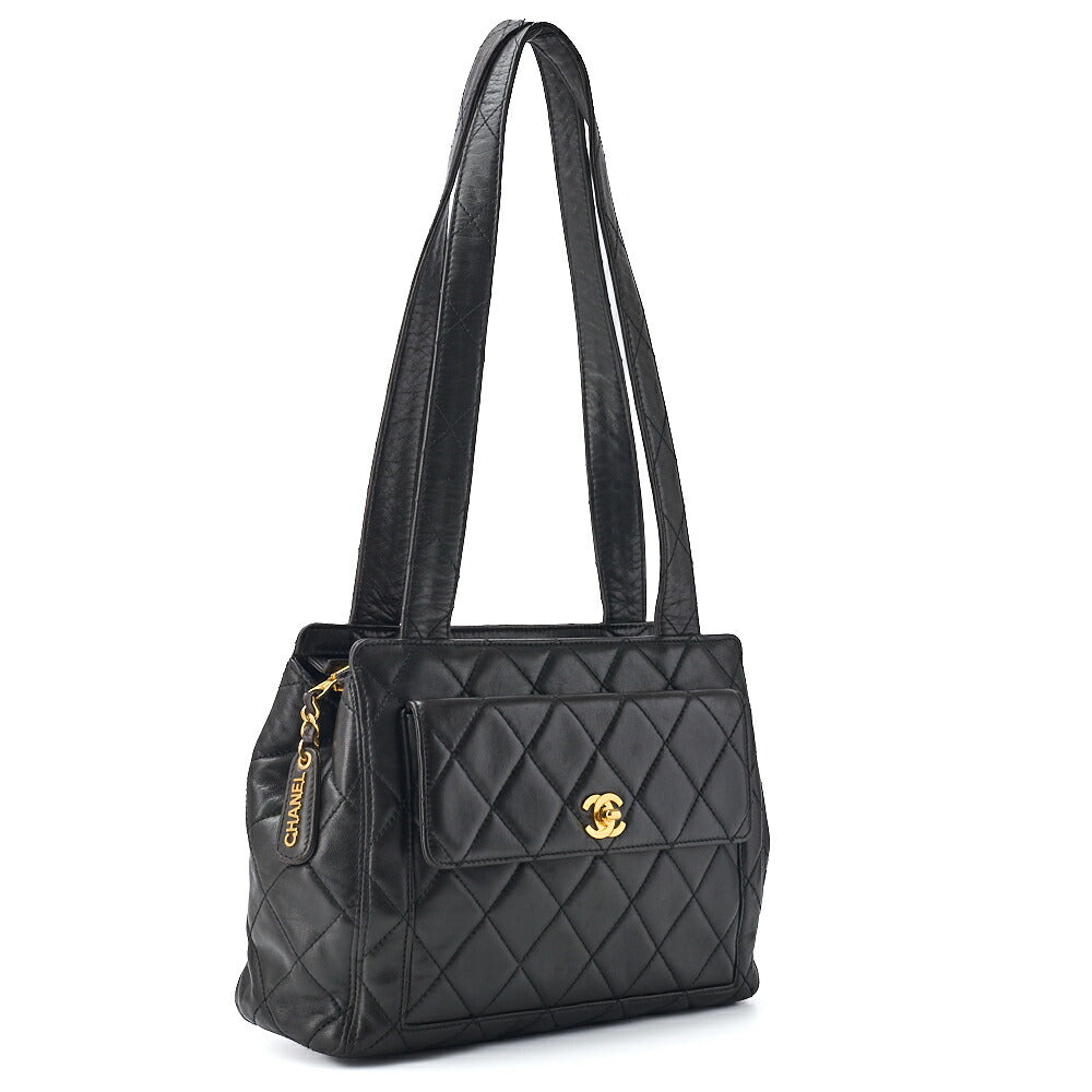 CHANEL Shoulder Bag Matelasse Lambskin Black Gold-Tone Hardware Pre-Owned - Vintage La Charme