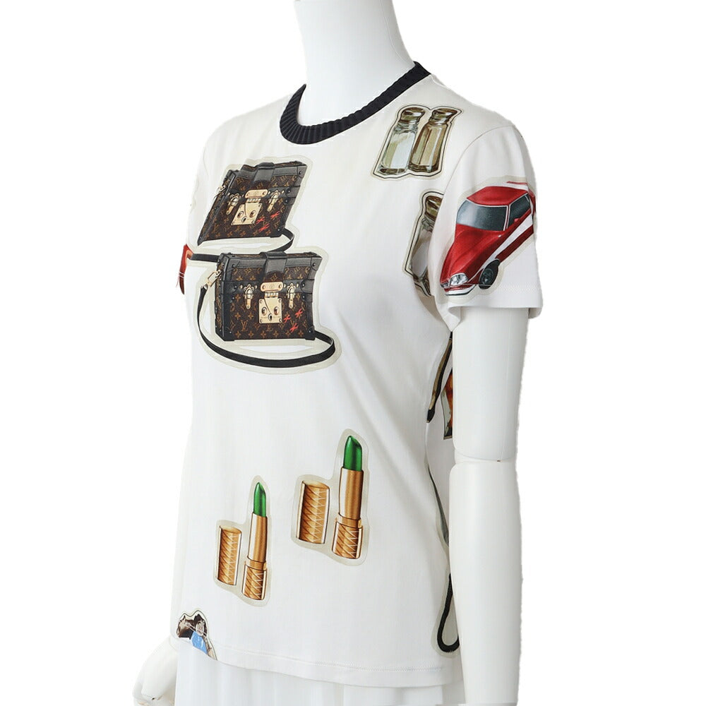 Louis Vuitton T-Shirt Short Sleeve Monogram Design Cotton White Gold-Tone Hardware Pre-Owned - Vintage La Charme