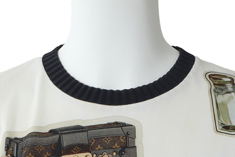 Louis Vuitton T-Shirt Short Sleeve Monogram Design Cotton White Gold-Tone Hardware Pre-Owned - Vintage La Charme