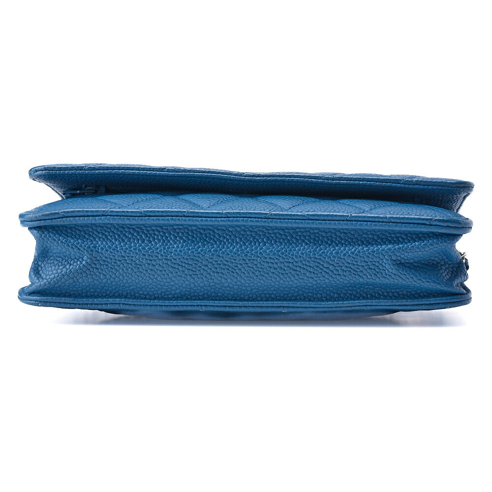 CHANEL Chain Wallet, Matelasse, Caviar Skin, Turquoise Blue, Silver-Tone Hardware, Pre-Owned - Vintage La Charme