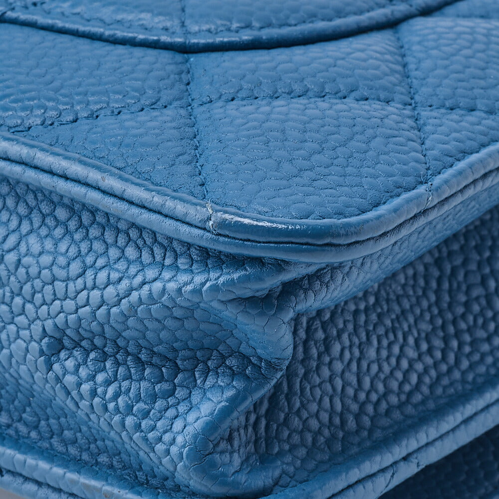 CHANEL Chain Wallet, Matelasse, Caviar Skin, Turquoise Blue, Silver-Tone Hardware, Pre-Owned - Vintage La Charme