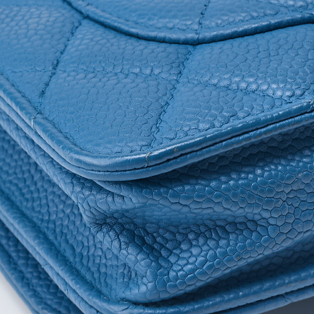 CHANEL Chain Wallet, Matelasse, Caviar Skin, Turquoise Blue, Silver-Tone Hardware, Pre-Owned - Vintage La Charme