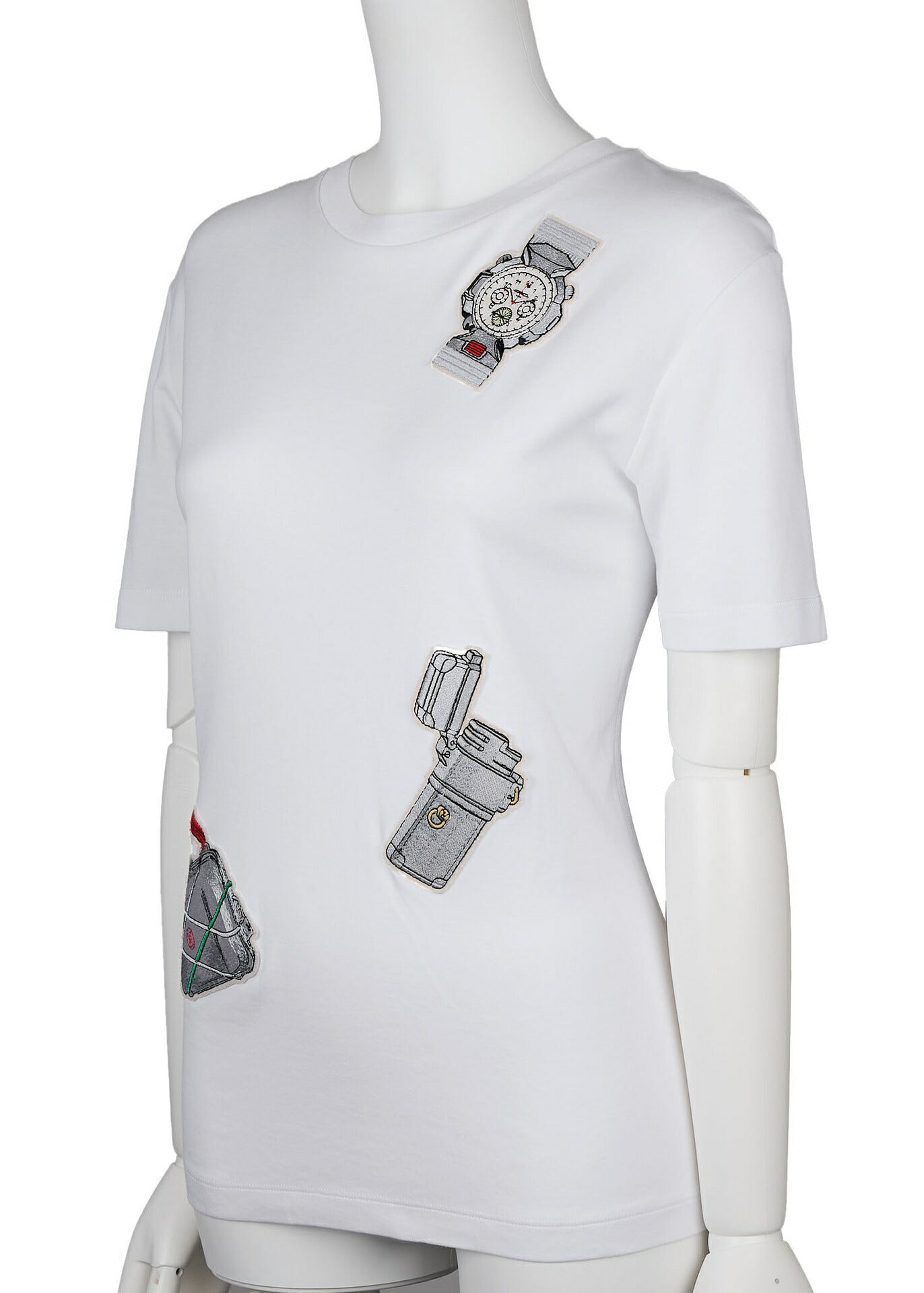 Louis Vuitton T-Shirt Cut-and-Sew, Cotton, White, Silver-Tone Hardware, Pre-Owned - Vintage La Charme