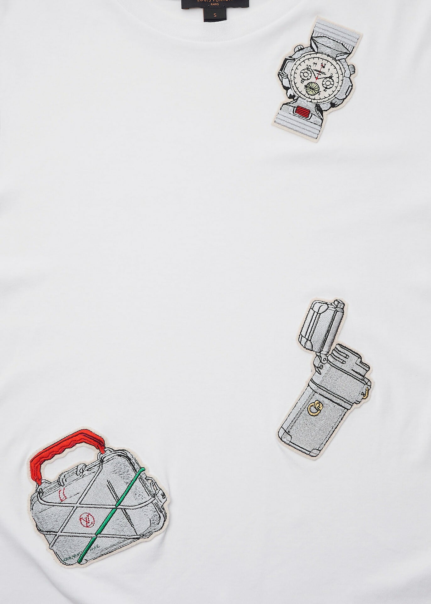 Louis Vuitton T-Shirt Cut-and-Sew, Cotton, White, Silver-Tone Hardware, Pre-Owned - Vintage La Charme