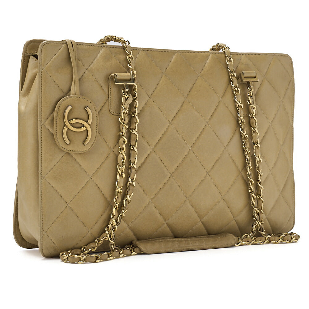 CHANEL Shoulder Bag, Matelasse Coco Charm, Lambskin, Beige, Gold-Tone Hardware, Pre-Owned - Vintage La Charme