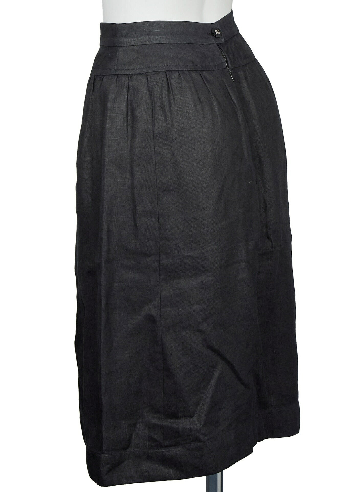 Chanel Jacket Skirt Setup, Paint Pattern, Cotton, Black, Gold-Tone Hardware, Pre-Owned - Vintage La Charme