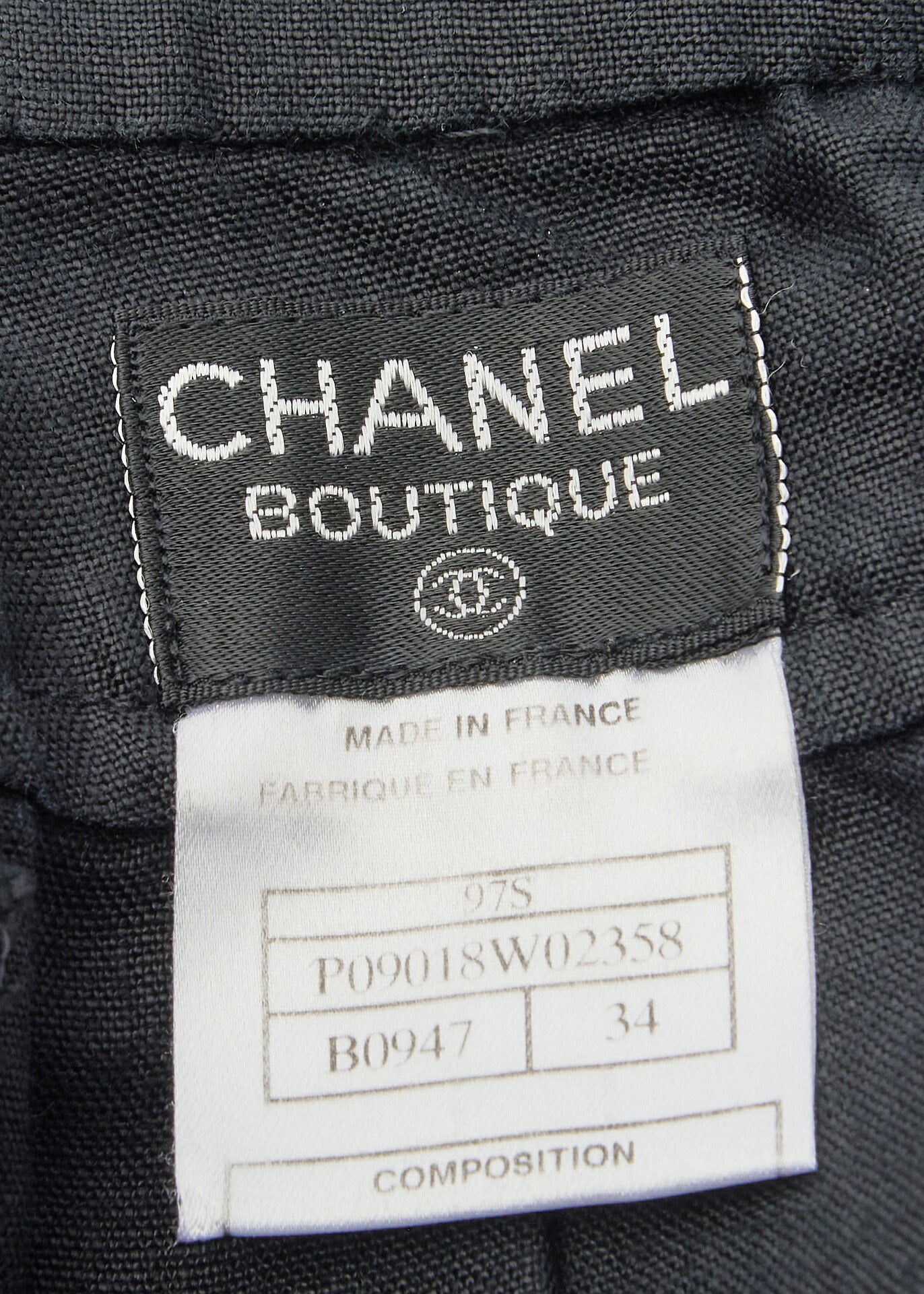 Chanel Jacket Skirt Setup, Paint Pattern, Cotton, Black, Gold-Tone Hardware, Pre-Owned - Vintage La Charme