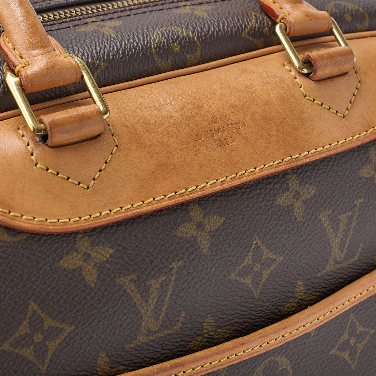 Louis Vuitton Handbag Deauville Monogram PVC Leather Brown Gold-Tone Hardware Pre-Owned - Vintage La Charme