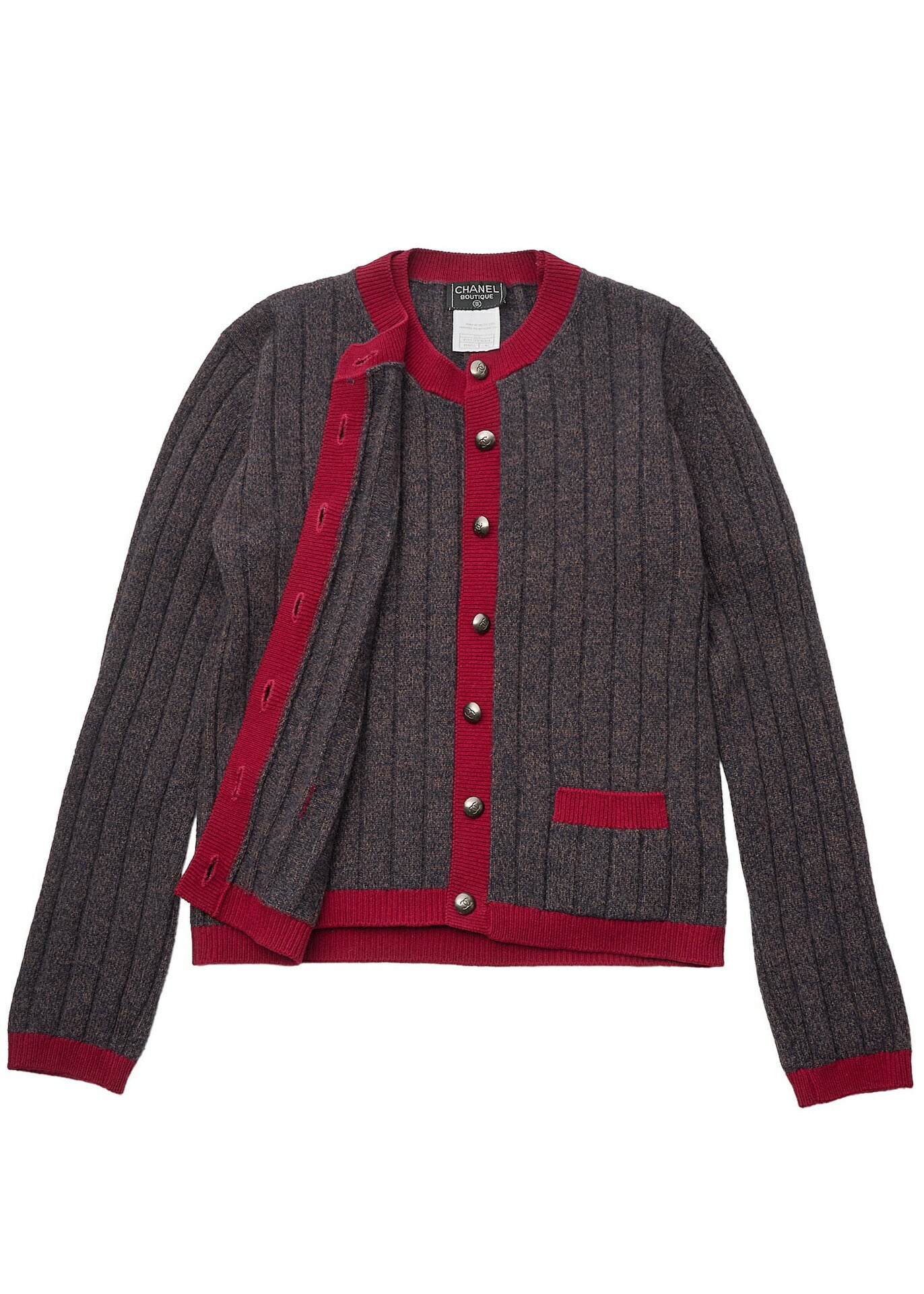 CHANEL Cardigan Knit, Coco Button, Cashmere, Multicolor, Gold-Tone Hardware, Pre-Owned - Vintage La Charme